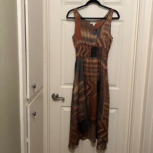 Jenny Han Hi-Low Lined Dress w/ Smocked Waist